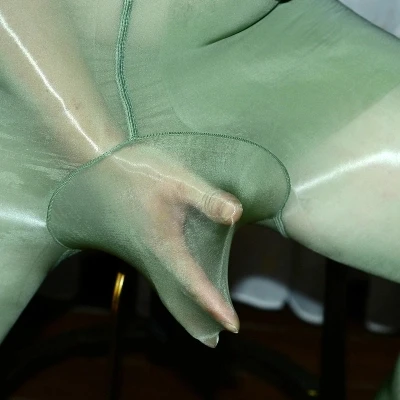 hot Oil bright pants men's sleeves pantyhose tights army green ultra-thin pantyhose bag egg sexy