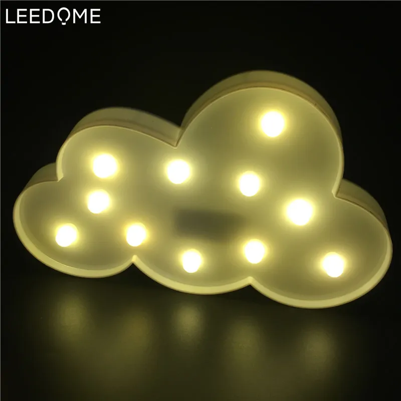 Leedome 3D облако ночные светильники AA на батарейках теплое белое освещение