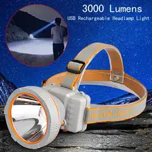 New Arrival LED Projector Headlamp 3000 Lumens USB Rechargeable Headlamp Head Light 2 Modes For 2×18650 Battery