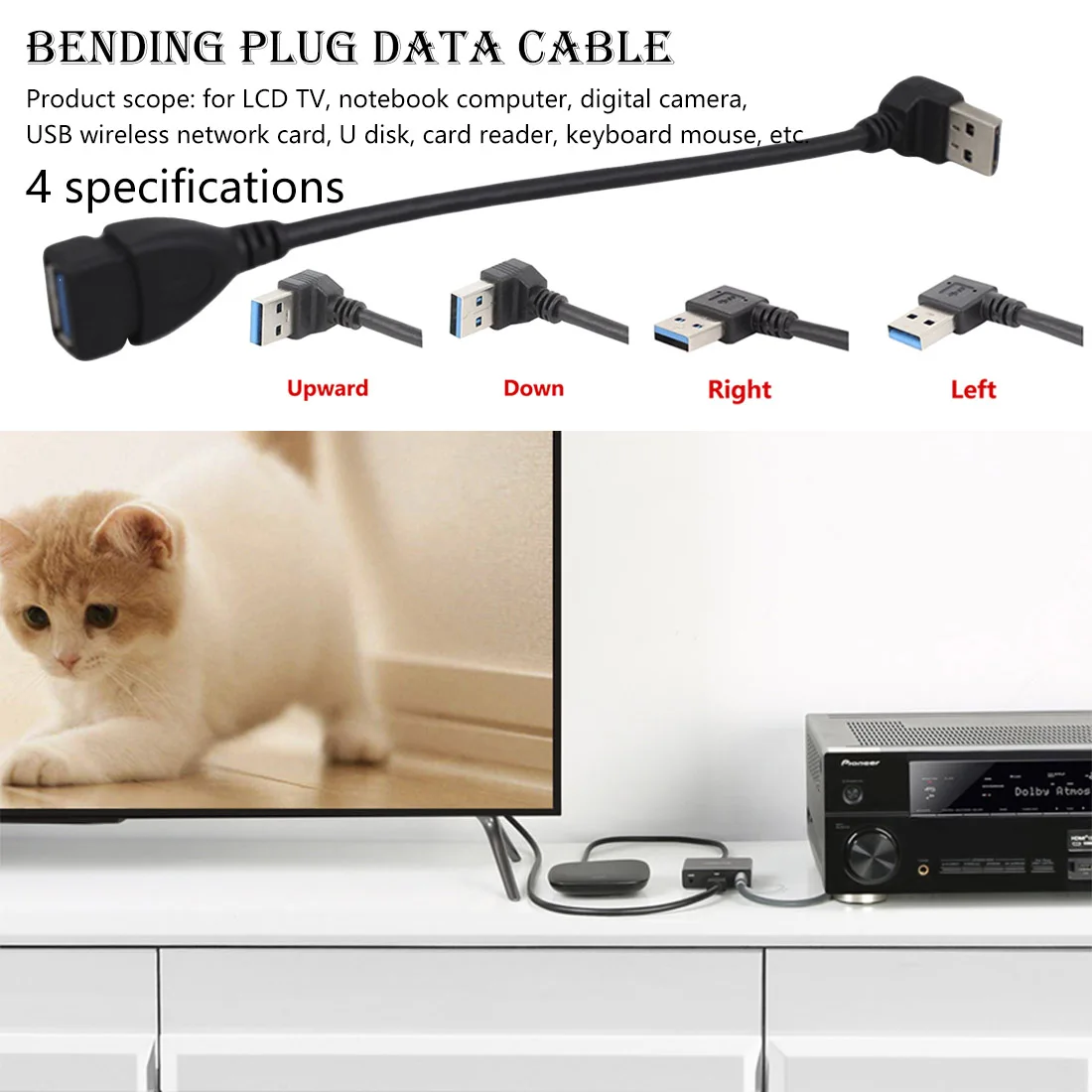 

Up & Down & Left & Right Angled 90 Degree USB Micro USB Male to USB Female Data Charge Connector Cable 20cm for Tablet