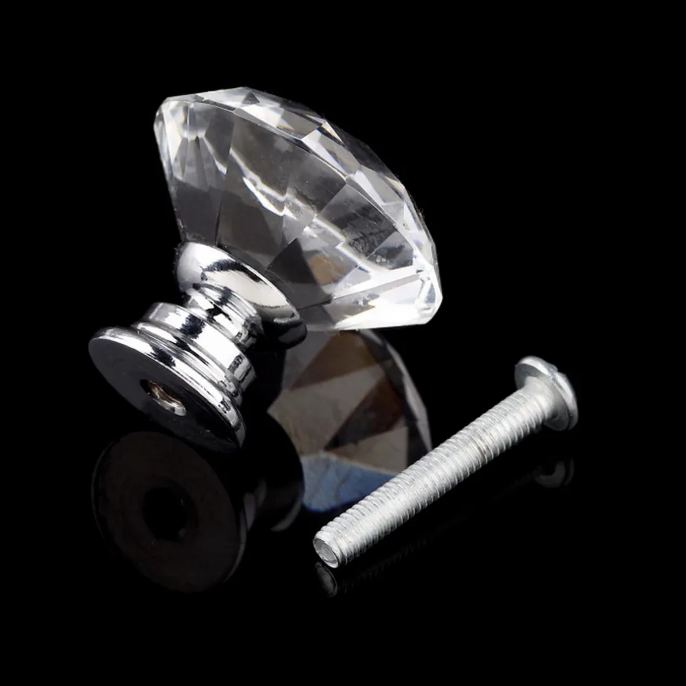 10 шт. 30 мм Алмазная форма кристальная стеклянная дверная ручка для мебели ящик для шкафа кухонные ручки шкаф