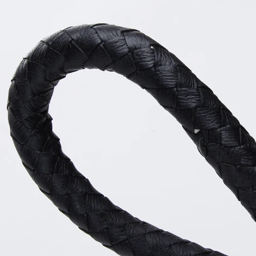 6ft Long Black Shepherd Braided Leather Whip Bullwhip with Wooden Grip and Red Tassels