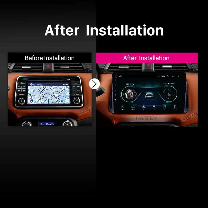 Best Harfey HD 9" Car GPS Android 8.1 Stereo for Nissan Micra 2017 with Bluetooth USB WIFI AUX support Backup  Camera Carplay SWC OBD 5