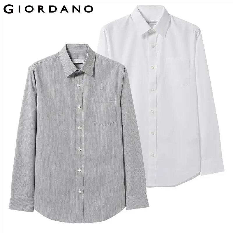 Giordano две мужские повседневные рубашки с длинными рукавами из slim fit, имеется несколько цветовых решений и размеров