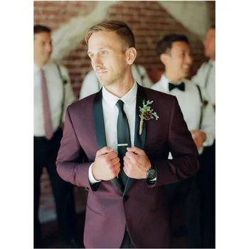 

New Arrival Wedding Tuxedos For Men Wedding Suits For Men Black Shawl Lapel Men Suits Slim Fit Morning Suits Groomsmen Suits