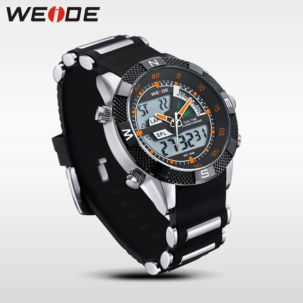 WEIDE Мужские Наручные Водозащитные Часы Спортивные Аналого Цифровый Двойной