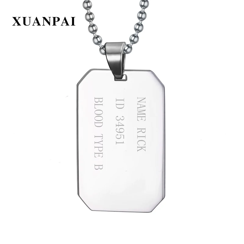 

Free Engraving Dog Tag Customized Men Neacklace Pendant Stainless Steel Chain Link Silver Military Army Cards Choker Male Gifts