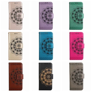 

Leather Wallet Case For Huawei P30 Lite Pro For Samsung A70 A50 A30 A10 M10 Embossed Lace Flower Sunflower Purse Pouch 50PCS