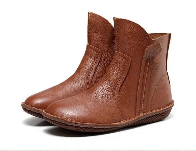 Careaymade/сезон осень-зима; ботинки ручной работы; Верхний слой из натуральной кожи; кожаная обувь в стиле ретро; стильные ботильоны для девочек - Цвет: Brown