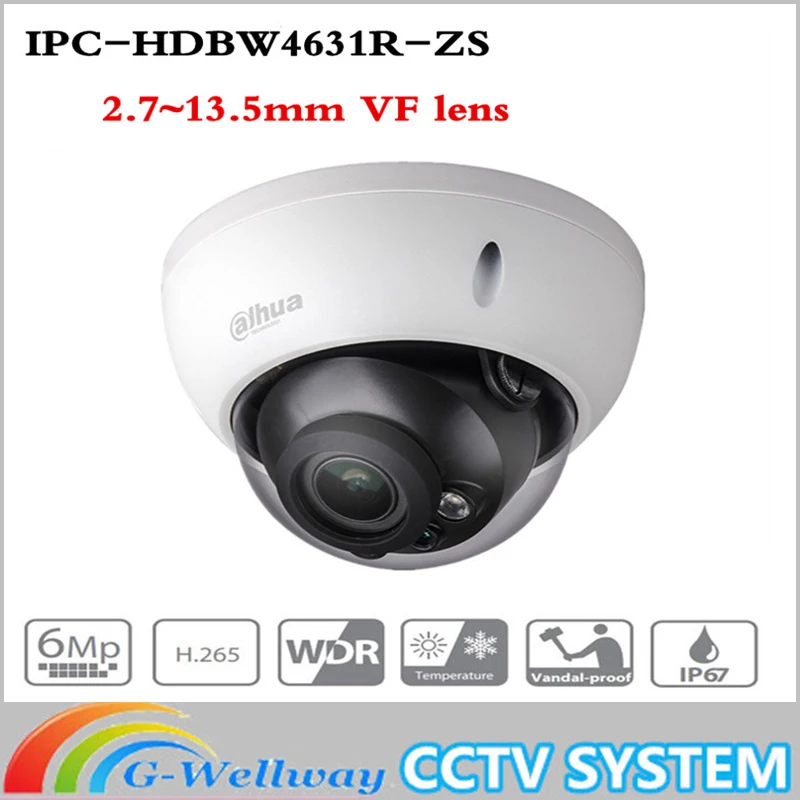 

Dahua Motorized Zoom Camera IPC-HDBW4631R-ZS Day Night CCTV IP Camera 30M IR Range Vari-Focus Network Camera H.265 6mp Camera