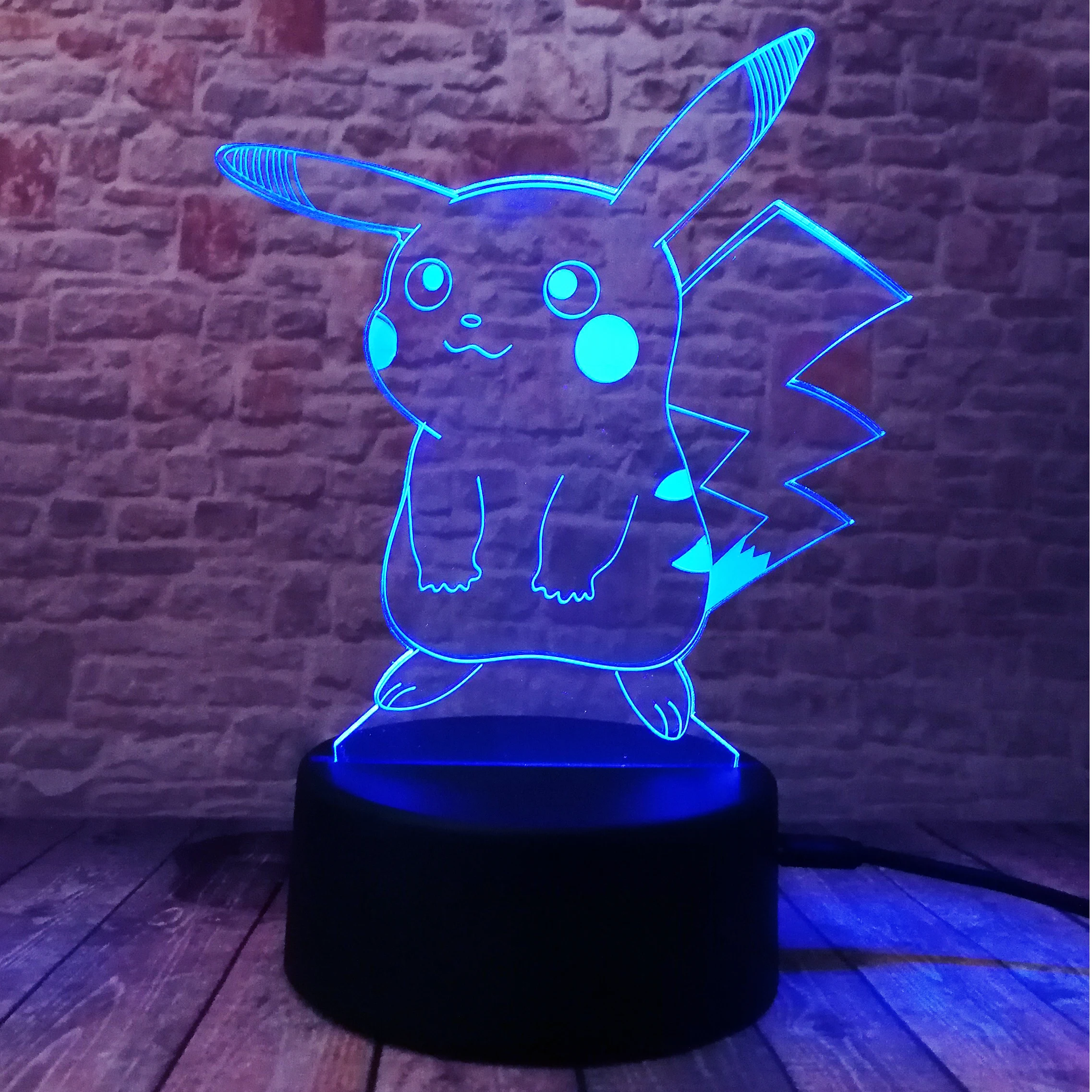  Hot Pokemon Go Action Figure 3D Atmosphere Illusion Night Light Pikachu Bedroom Kids Gift Creative  - 32779928533