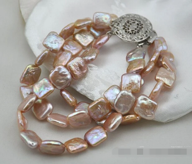 

FREE SHIPPING>>>@@ > 09560 3strands square purple freshwater pearl bracelet