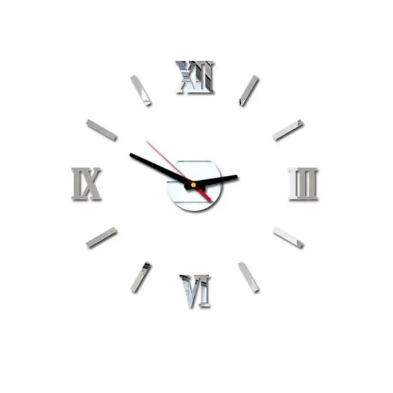 40 см самоклеющиеся ПВХ прикрепленные с 3D DIY римскими цифрами акриловые зеркальные настенные наклейки часы для дома гостиной школы PS 19Apr1 - Цвет: D
