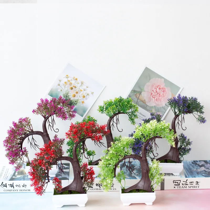 1pc Artificial Fake Artificial Plant Plastic Bonsai Flower Wedding Office Home Decor Garden Hotel Decor Simulated Potted Plants