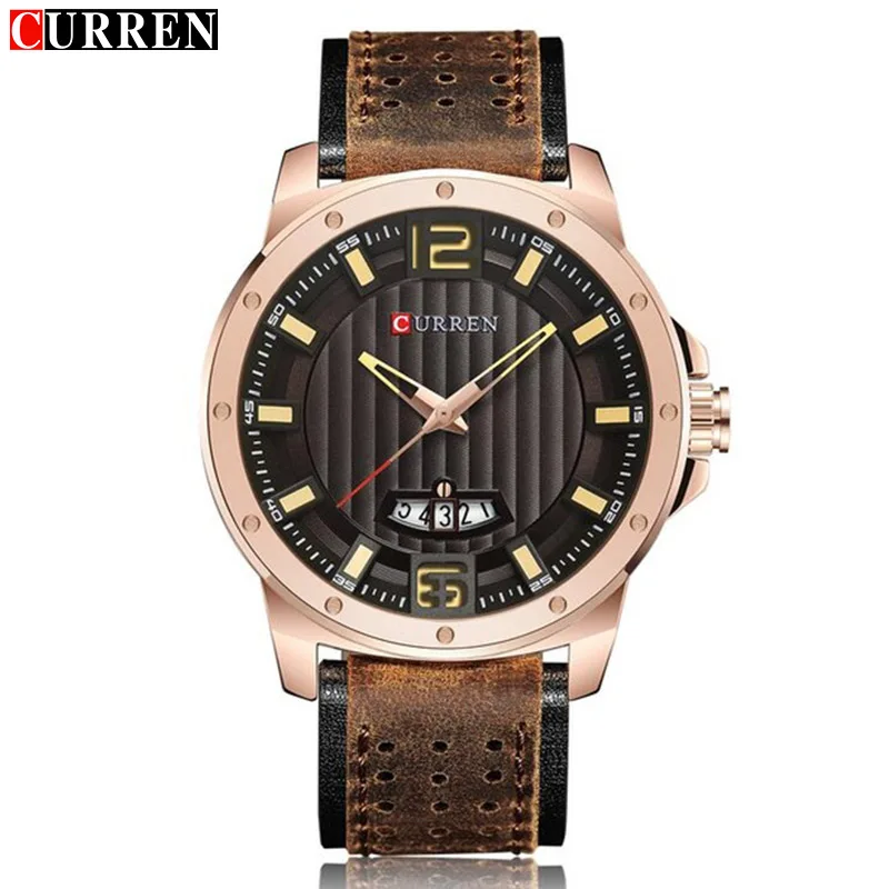 

CURREN Mens Watches Top Brand Luxury Watch Men Date Display Leather Strap Creative Quartz Wrist Watches relogio masculino
