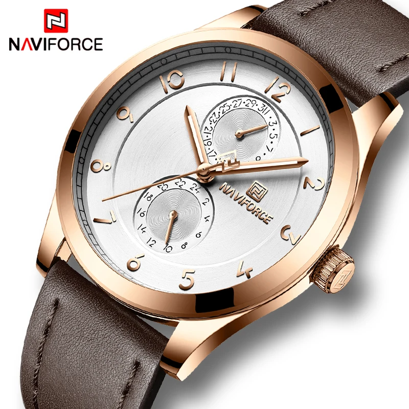 Ультра тонкие часы NAVIFORCE для мужчин s Топ Бренд роскошные кожаные Наручные бизнес
