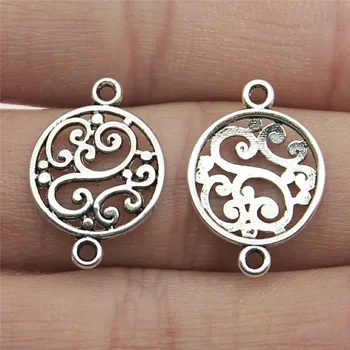 

WYSIWYG 15pcs 14x20mm Antique Silver Color Flower Charms Connector For Jewelry Making Jewelry Findings