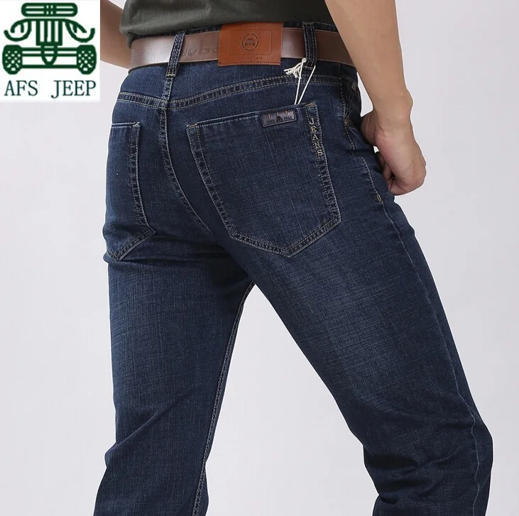 AFS JEEP Classical Design Double Pockets Original Brand Cotton casual Cargo Jeans Blue Color Men s