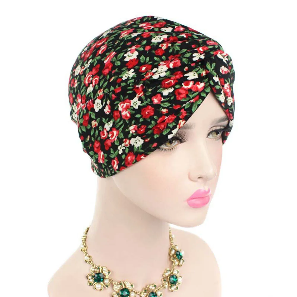 Женская Цветочная раковая химиотерапия шляпа шапочка шарф Тюрбан, повязка на голову Кепка Casua хлопчатобумажная вязаная облегающая шапка для женщин Turbante