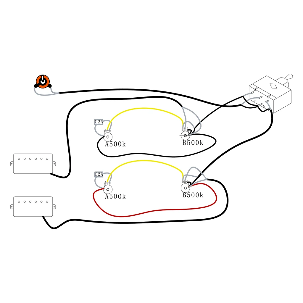 Circuit Wiring Set with 3 Box Toggle Pickup Selector 2V/2T/1J for LP Electric Guitar Circuit Wiring Accessory
