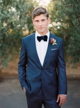 

(Jacket+Pants+Bow) 2017 New Dark Grey Groom Tuxedos Bridegroom Topic /Beach Wedding Suits Men's Fashion Evening Party Blazer