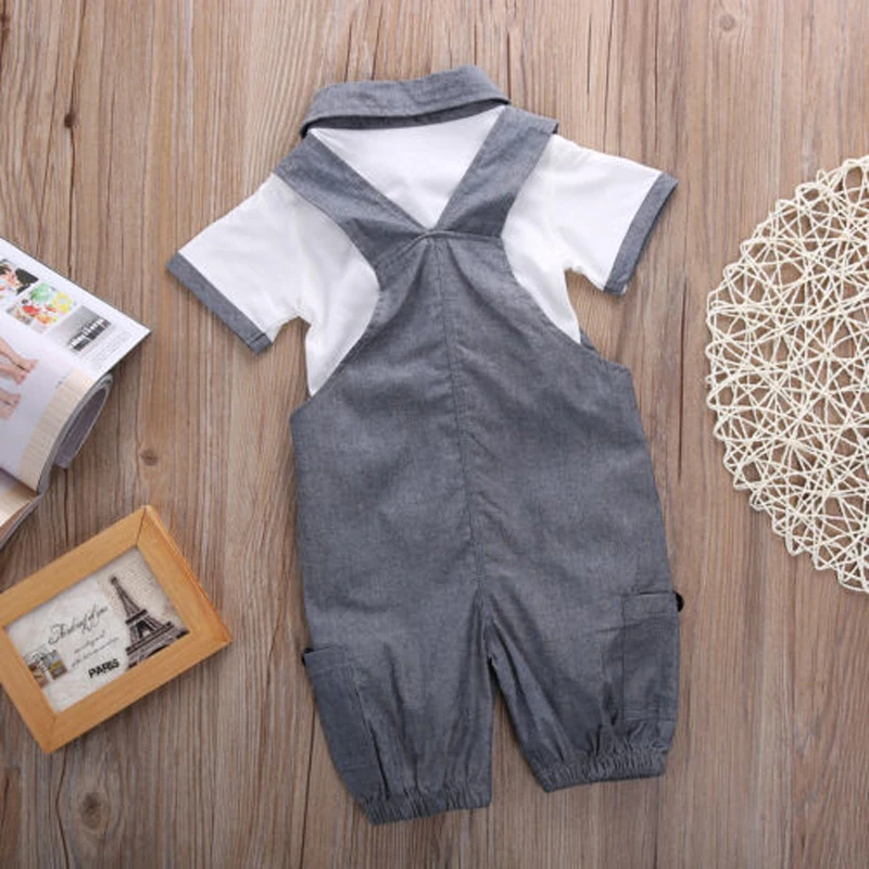 Комплекты летней одежды для новорожденных мальчиков из 2 предметов футболки с короткими рукавами и отложным воротником в стиле пэчворк женский комбинезон, одежда для детей от 0 до 24 месяцев