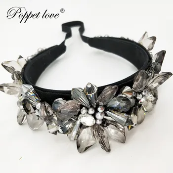 

2019 luxury crystal Handmade gray new wedding hair accessories bride pearl crown / headdress wedding dress accessories