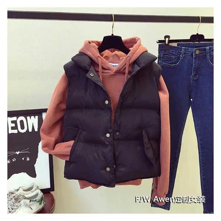 

Brand Women Sleeveless Jacket Winter Short black Down Vest Female Slim Vest Women's Windproof Warm Waistcoat PD27