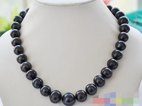 

Jewelr 004783 REAL Tahitian black ROUND freshwater cultured PEARL NECKLACE