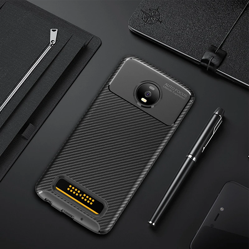 

For Motorola MOTO Z4 Play Case Soft Silicon Back Cover Carbon Fiber TPU Shockproof Case For MOTO Z4 Play Phone Coque Cases