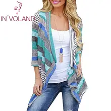 Женские кардиганы осень Весна Повседневные 3/4 рукав пэчворк асимметричный подол красный синий длинный кардиган летнее для пляжа в богемном стиле женский кардиган