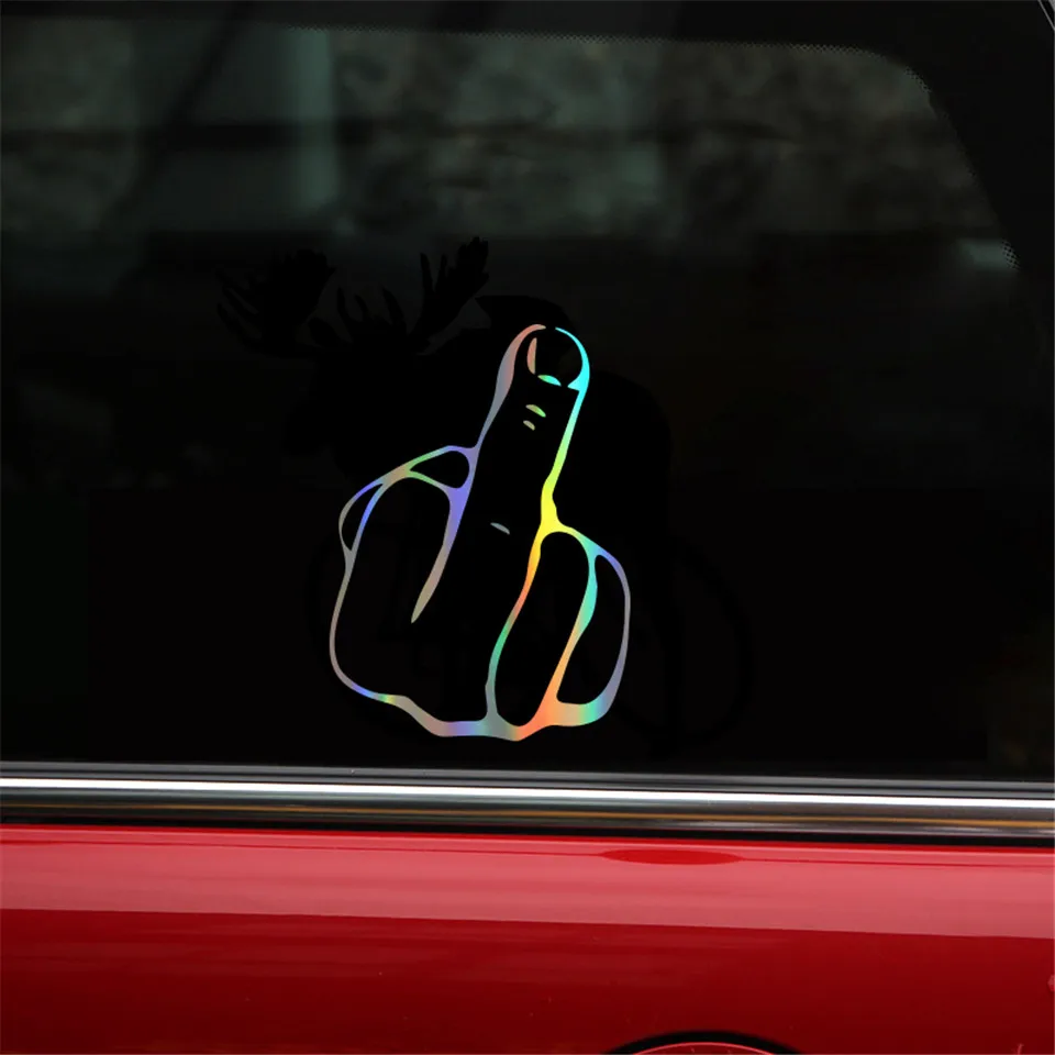 Cunymagos Middle Finger Cartoon Vinyl Car-Styling Car Sticker Car Body Window Wall Decal Vinyl reflective sticker Car Styling 18cm13cm (7)