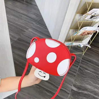 

Children Girls Casual Small Smile Face Mushroom Shape Crossbody Bags Girls Kids Shoulder Messenger Mini Cute PU Leather Bags