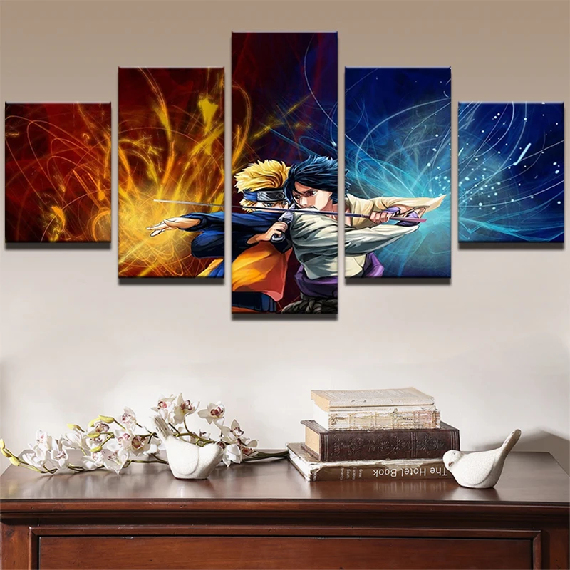 Canvas Painting Modern Frame Wall Art Hd Printed Picture 5 Panel Naruto