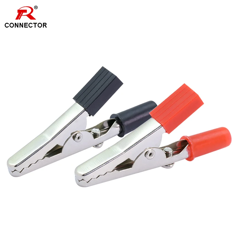 

2pcs 55.5MM/2.19" Metal Alligator Clip, Crocodile Electrical Probe Clamp, Black&Red Color for Testing Car Auto Battery