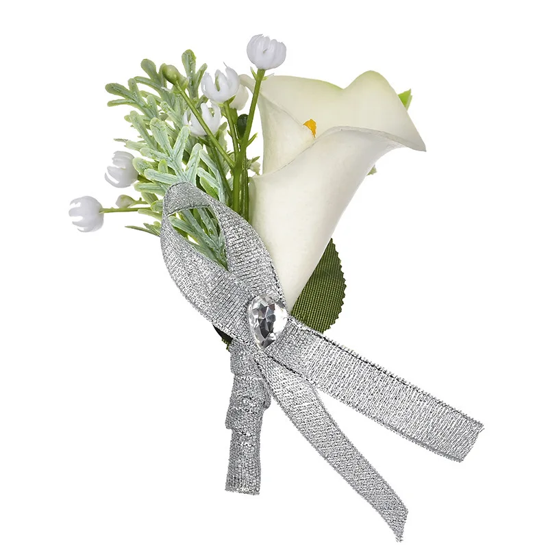 

Calla lily wedding corsages and boutonnieres upscale Bride bridesmaid Flower Groom safety Brooch pin brooch Prom dres Suit Decor