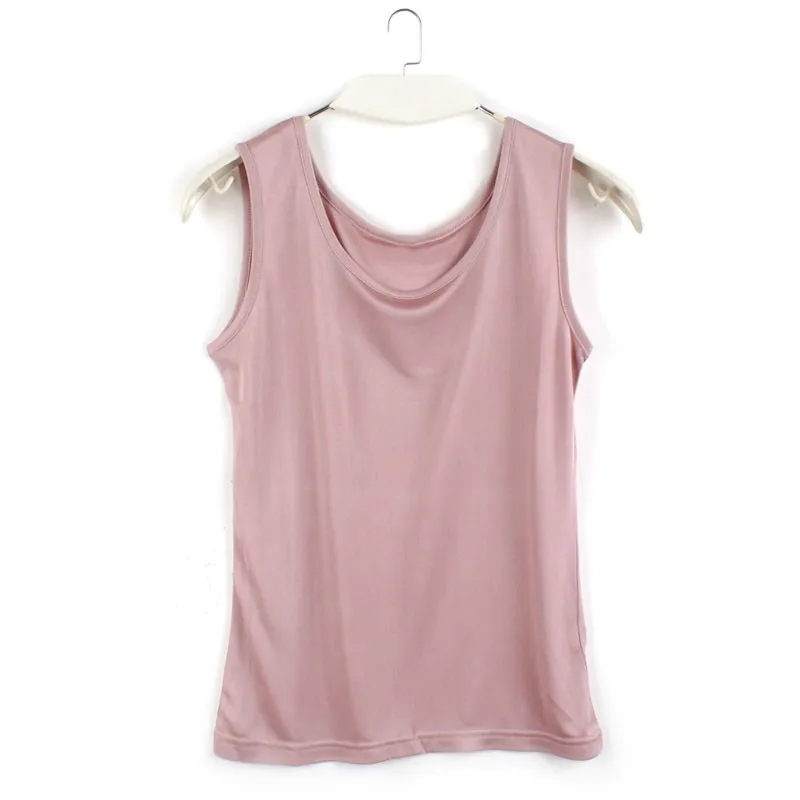 Senhora o Pescoço Tanque sem Mangas Camisa de Fundo Tanques Femininos Puro Seda Malha Branco Verde Preto Tamanho m l xl Xxl 100% 19 Cheap Camisetas regata