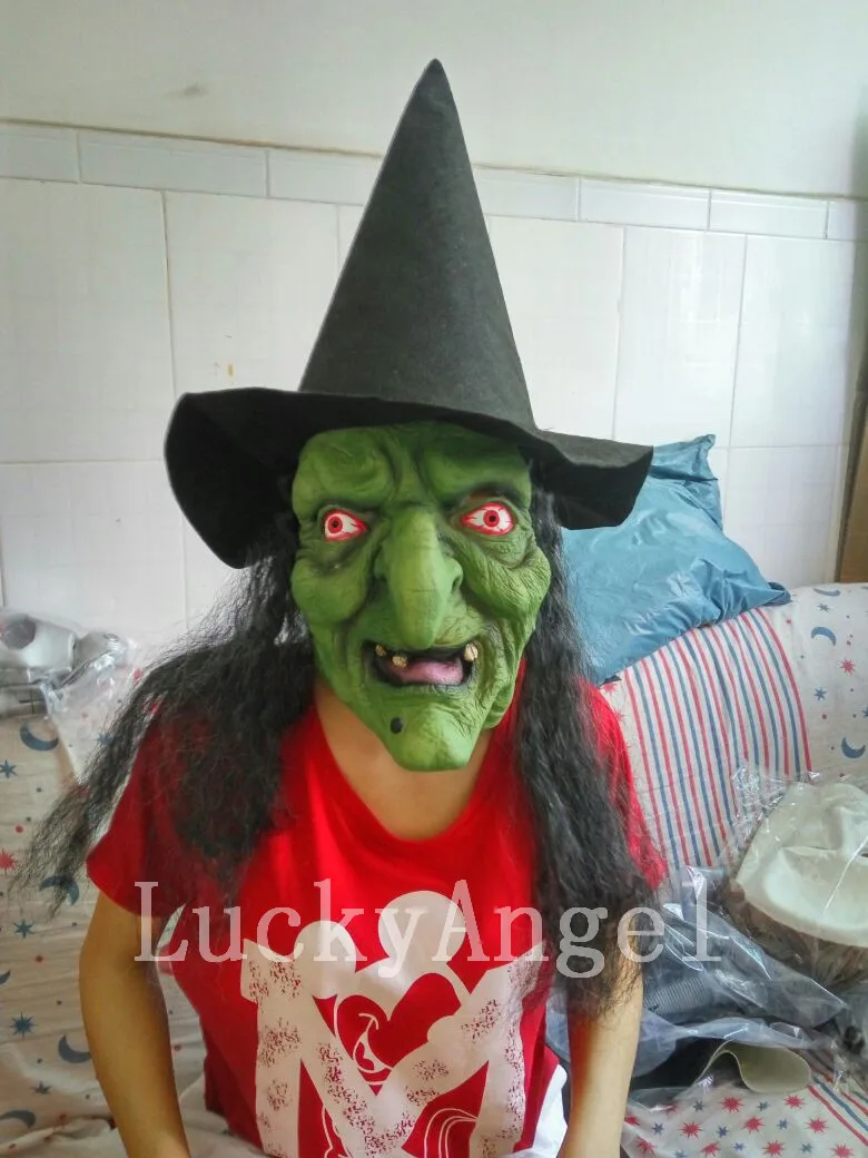 ホット怖いラテックス魔女マスクで黒髪greenterribleフル頭ピエロマスク大きな鼻ハロウィンマスクcospalyのホラーゴーストマスク Mask Mask Mask Clownmask Ghost Aliexpress