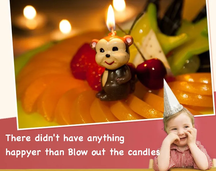 Детский день рождения животных свечи дети янки творческий декоративные свечи подарок свечи Velas буж Anniversaire Декор 5LZ2