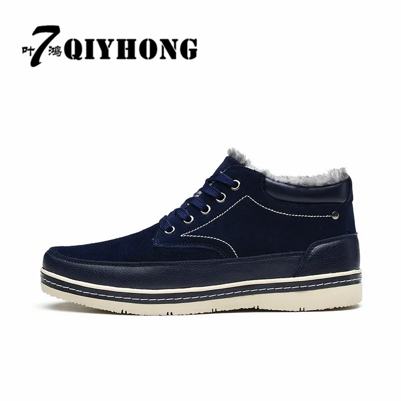 Shoes Men's Boots Qiyhong Luxury Brand Fashion Mens Boots Winter Snow Boots Feet Thick Plush Warm Lace Cattle Suede Casual Shoes Man39-45 Demand Exceeding Supply