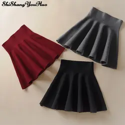 2019 Новый Для женщин Корейская версия плиссированные юбка-зонт низ с высокой талией вязаная юбка-трапеция Jupe женские юбки