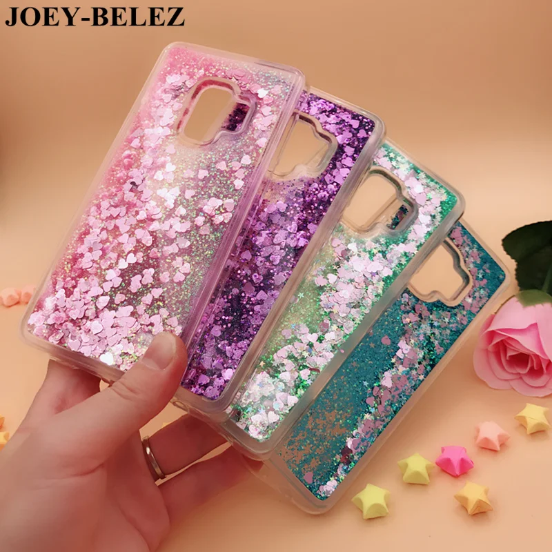 

Quicksand Liquid Case For Samsung Galaxy S9 S8 Plus Cover Note 8 J3 J5 J7 Prime 2016 S6 S7 Edge C9 Pro A5 2018 Bling Love Heart