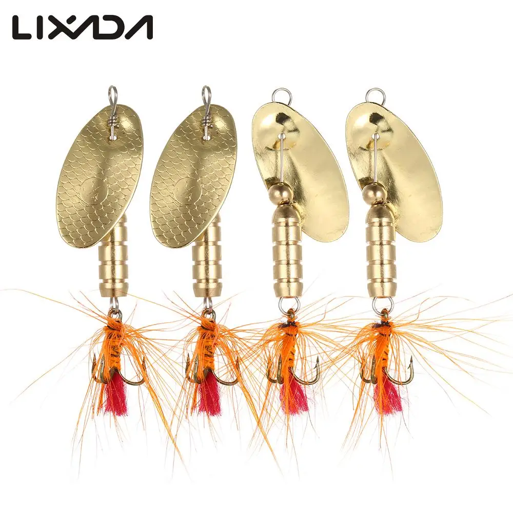 

4PCS Metal Spinner Baits Kit Fishing Lure Kit with Rooster Tail Hook Carp Bright colors Fishing Tackle Fly Fishing Hook Set