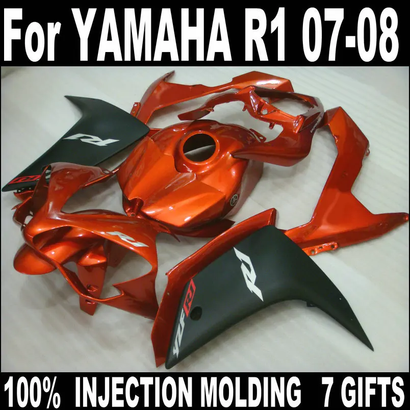 

Высококачественные обтекатели из АБС-пластика для Yamaha injection YZFR1 2007 2008 винно-красный черный комплект обтекателей для мотоцикла YZFR1 07 08 BC35