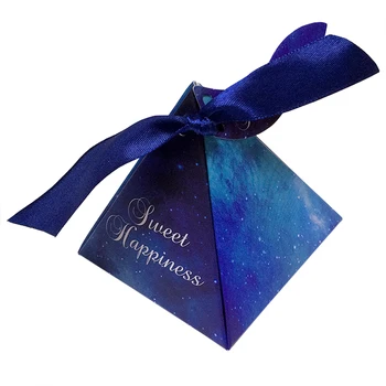 

50pcs/lot Purple/Blue Fashion Star Candy Box Wedding Candy Box With Ribbon Card DIY Special Candy Gift Box Party Supplies
