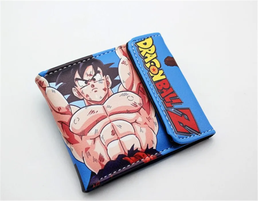 Аниме Dragon Ball и super Goku Роши короткий бумажник для маленьких мальчиков и девочек Для Мужчин's Кошелек двойного сложения держатель для карт слойная кожа мультфильм печати кнопка кошелек - Цвет: F