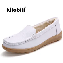 Kilobili/ г., зимние женские меховые балетки на плоской подошве; женские прогулочные Лоферы для водителей из натуральной кожи; мягкие женские водонепроницаемые Мокасины черного цвета