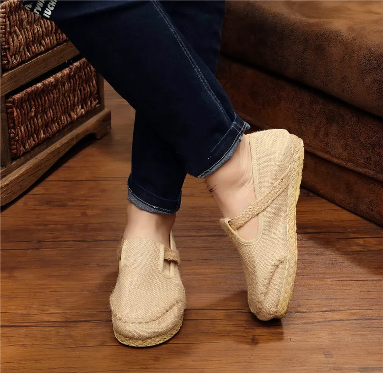 Summer Loafers Men's Casual Shoes Canvas Shoes For Men Hemp Comfortable Breathable Fisherman Shoes Male Shoes soft Espadrilles