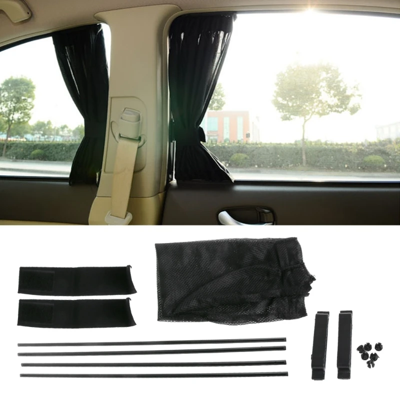 

QILEJVS Universal Black Mesh Interlock VIP Car Window Curtain Sunshade Visor UV Block Oct10 Drop Ship
