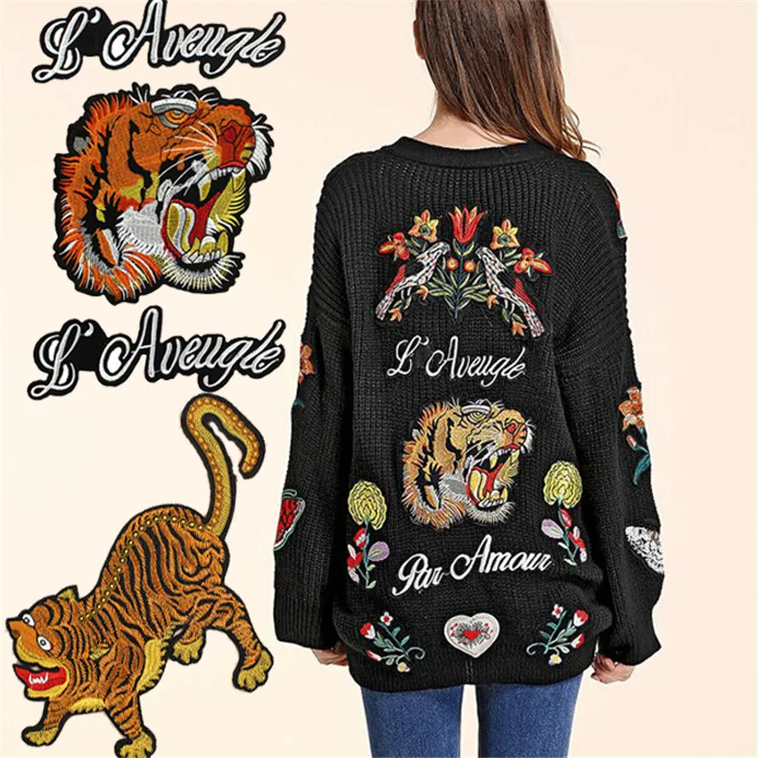 

Large Embroidered Patch Sew on Realistic Tiger , Bee, Flower, Bird ,Snake&Letter Animal Wildlife DIY Applique 3D Cool Patch